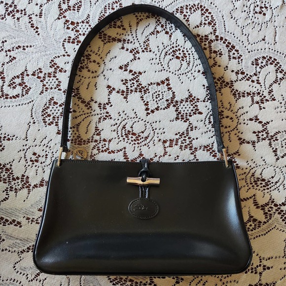 Longchamp Handbags - Vintage 90s Longchamp Roseau Handbag, Paris France, black leather